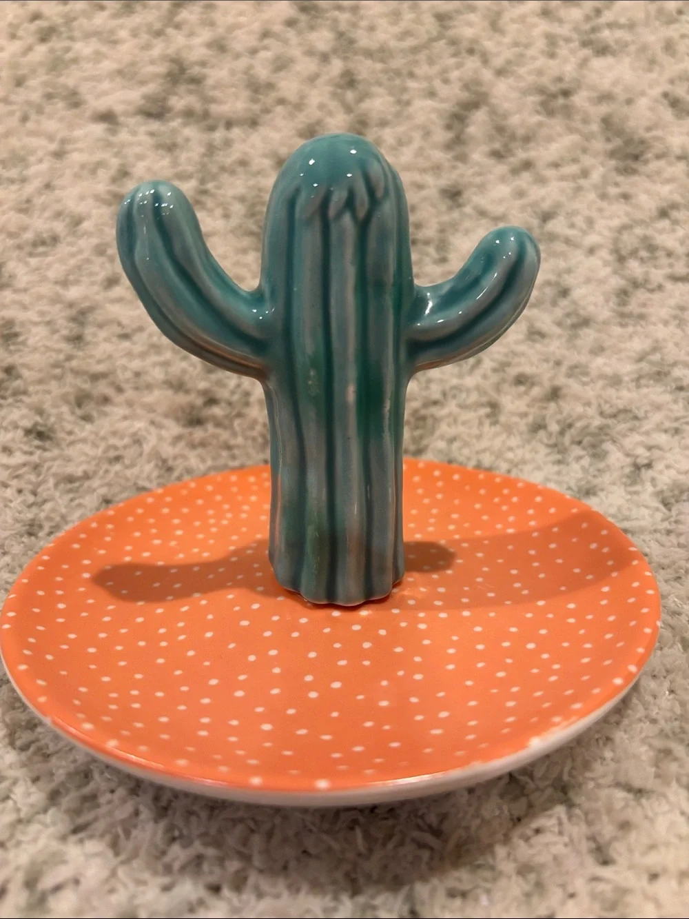 Southwest Ceramic Teal Cactus Ring Jewelry Trinket Dish NWT Sass & Belle 5x4”